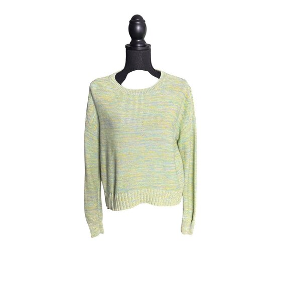 Loft Women's Multicolor Heather Crop Sweater Extra Long Sleeves Size S - Picture 1 of 9